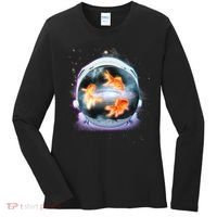 Space Astronaut Helmet Goldfish Women's Long Sleeve Shirt thumb 0