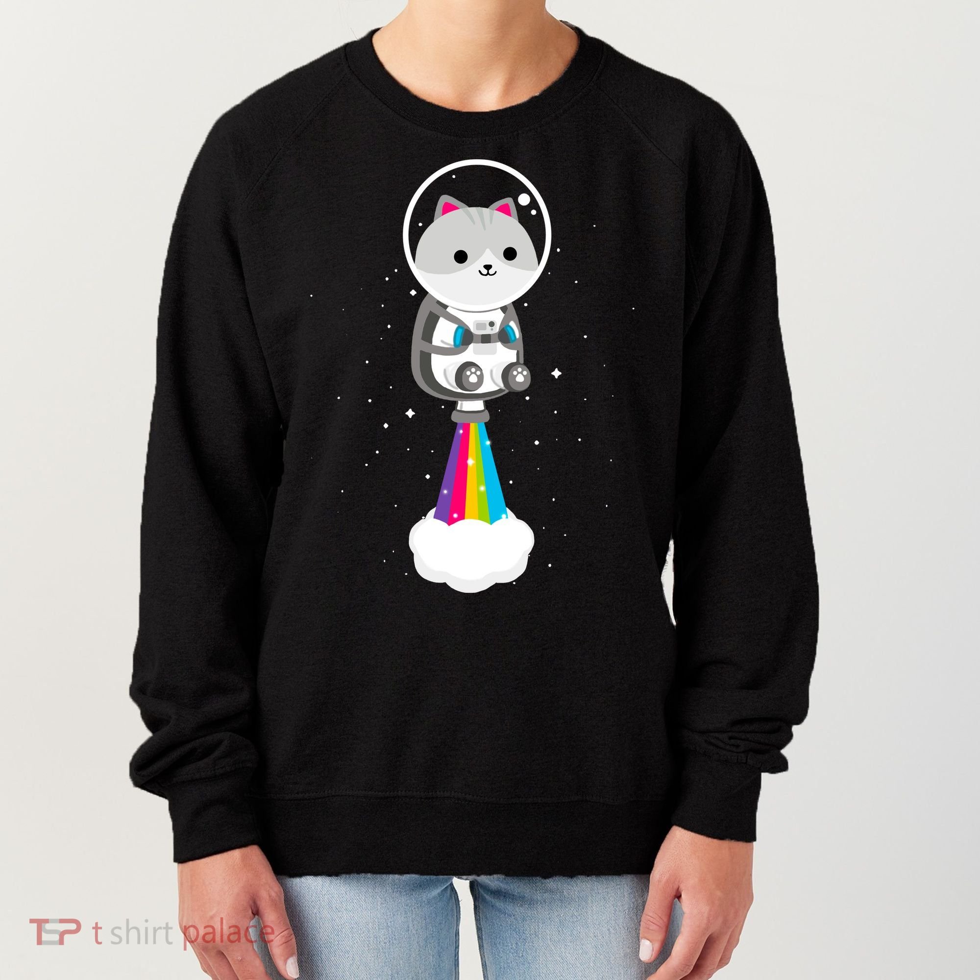 Space Cat Blasting Off Women's Sweatshirt