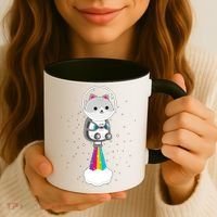 Space Cat Blasting Off Coffee Mug thumb 3