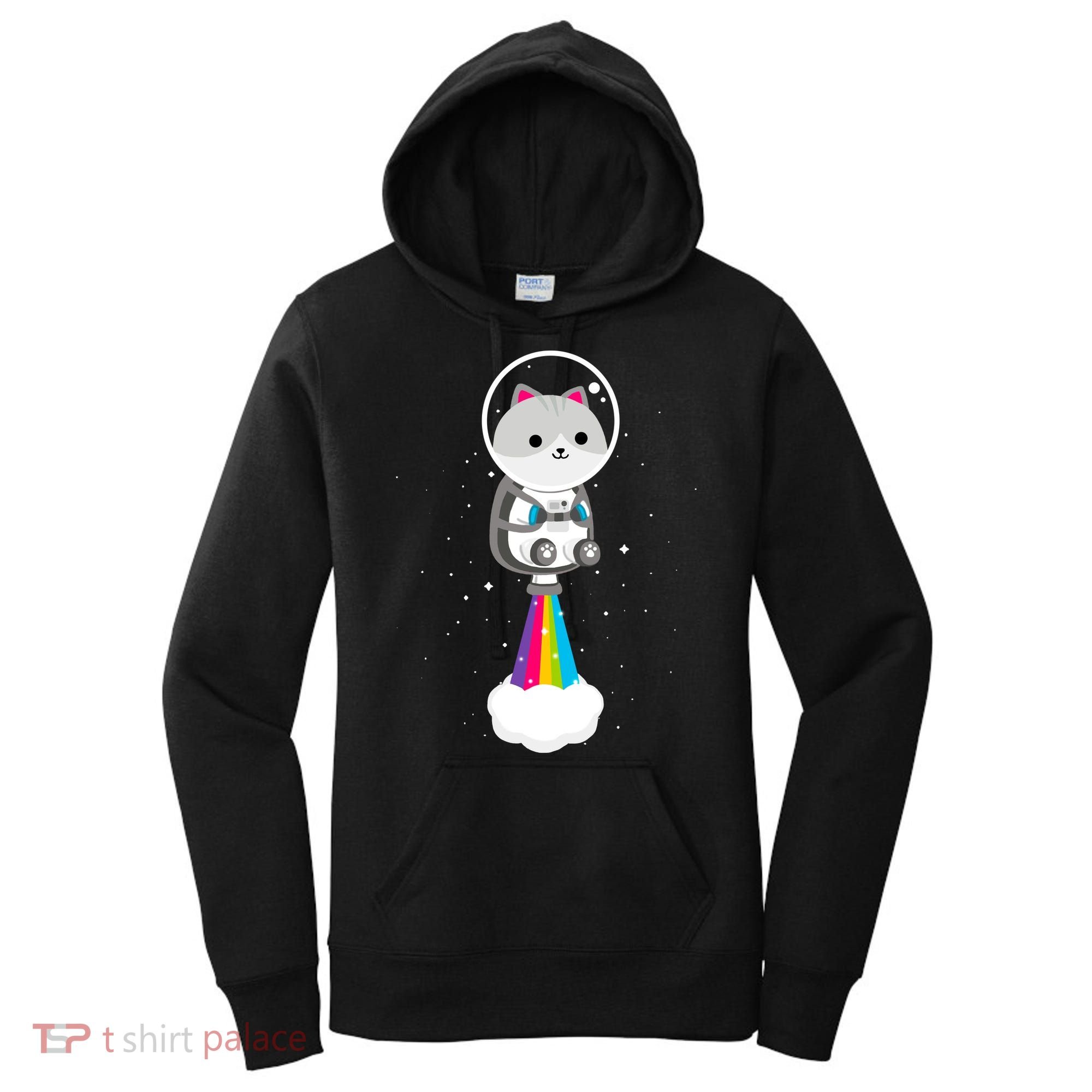 Space Cat Blasting Off Women's Hoodie