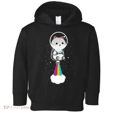 Space Cat Blasting Off Toddler Hoodie