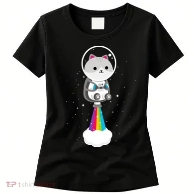 Space Cat Blasting Off Women's T-Shirt