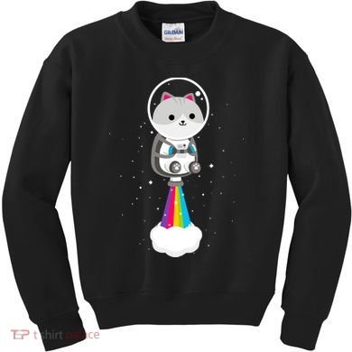 Space Cat Blasting Off Kids Sweatshirt