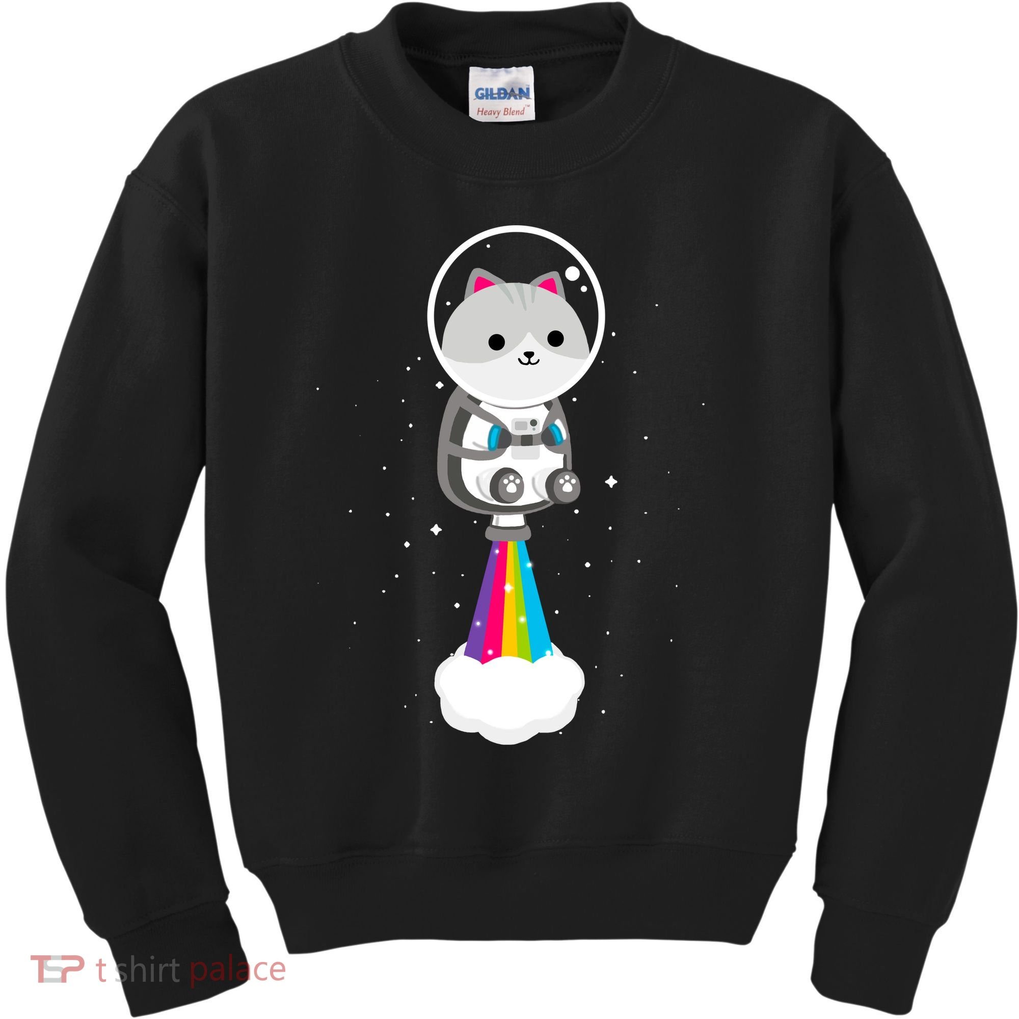 Space Cat Blasting Off Kids Sweatshirt