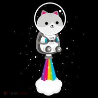 Space Cat Blasting Off Kids Hoodie thumb 5