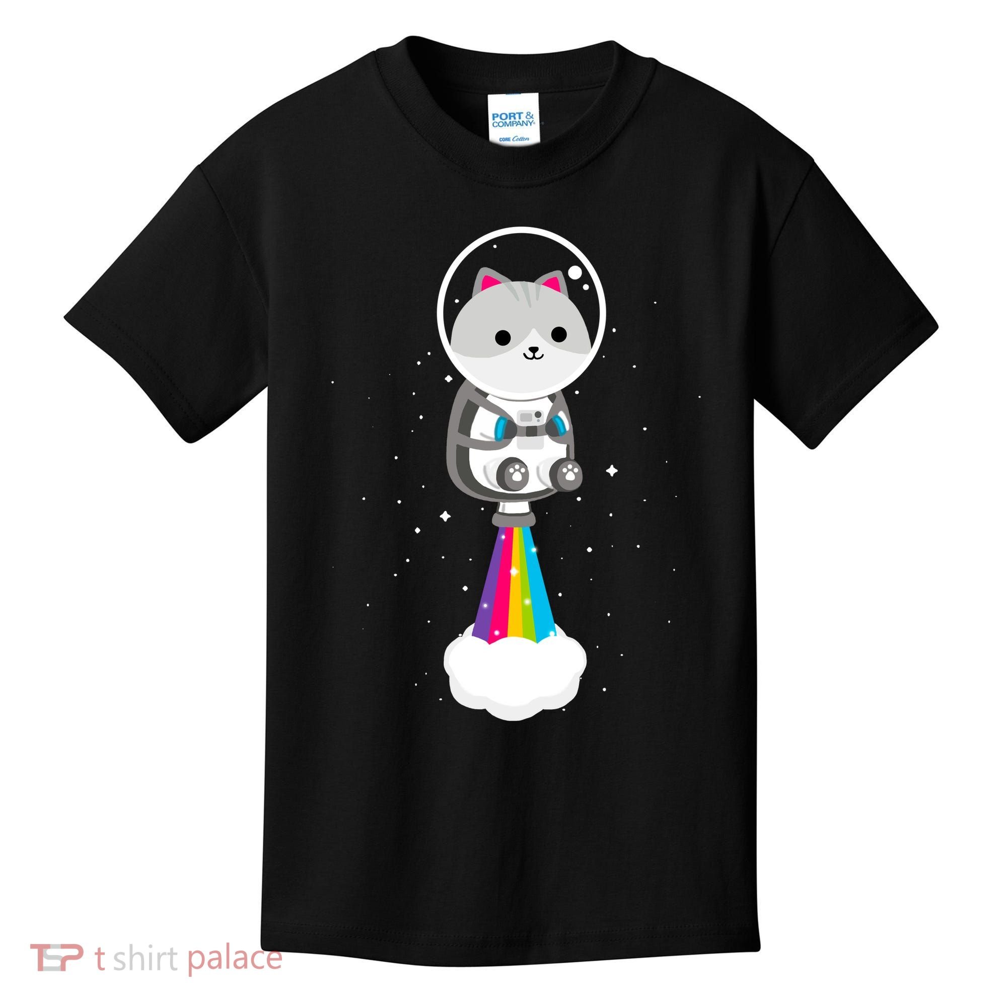 Space Cat Blasting Off Kids T-Shirt