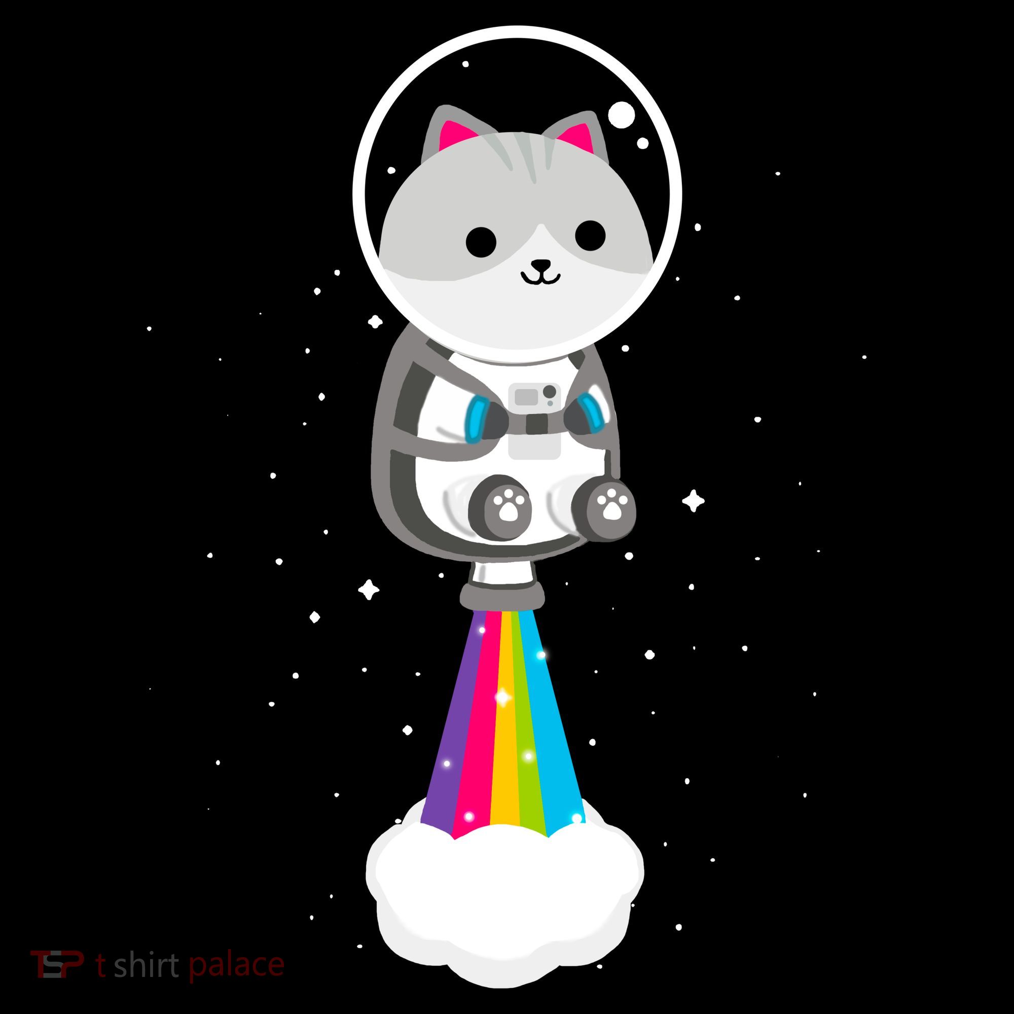 Space Cat Blasting Off Kids T-Shirt