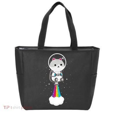 Space Cat Blasting Off Tote Bag