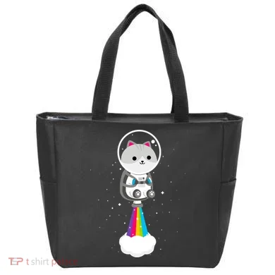 Space Cat Blasting Off Tote Bag