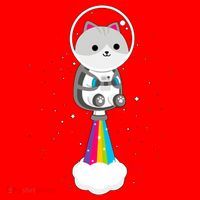 Space Cat Blasting Off Santa Hat thumb 1