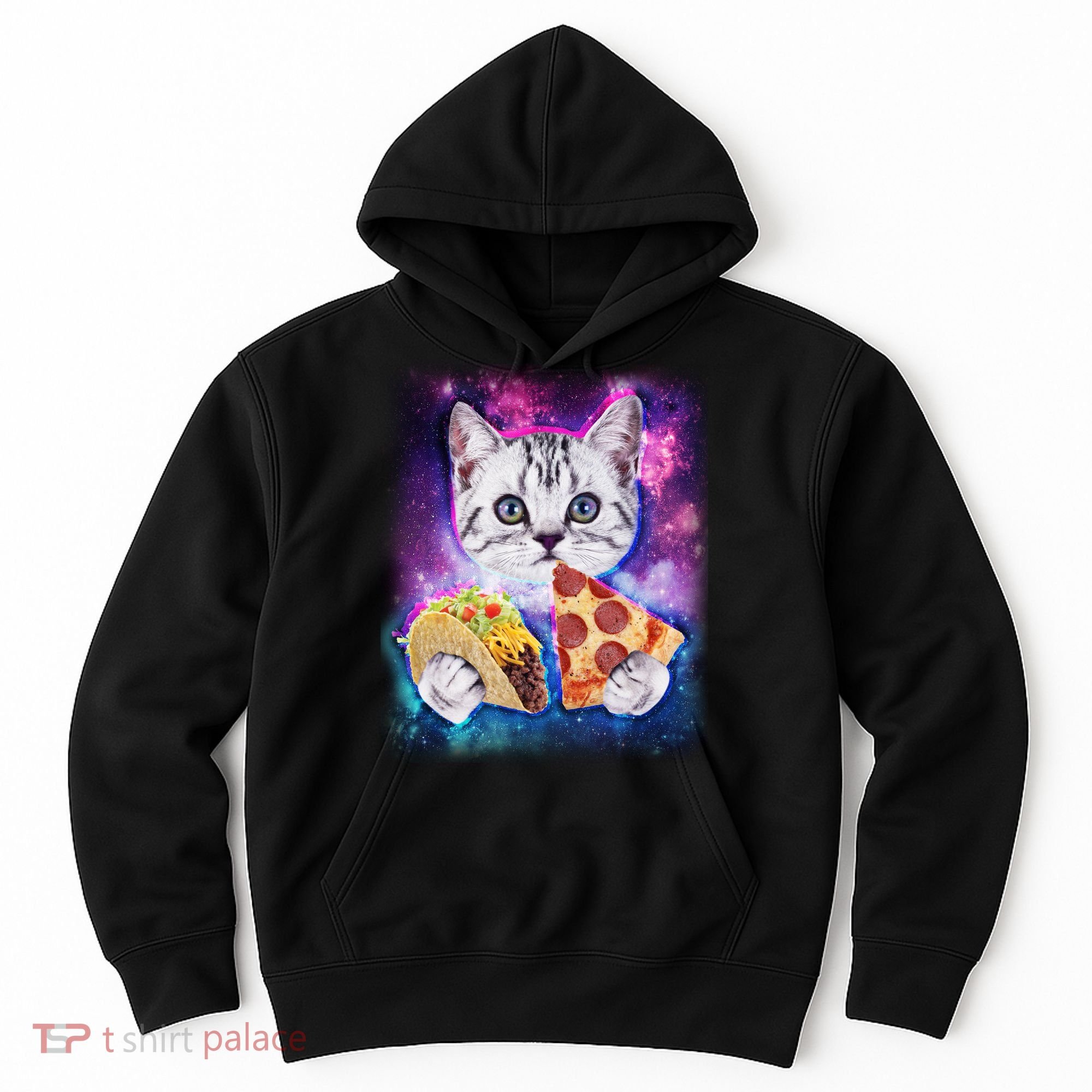Space Cat Pizza And Tacos Hoodie