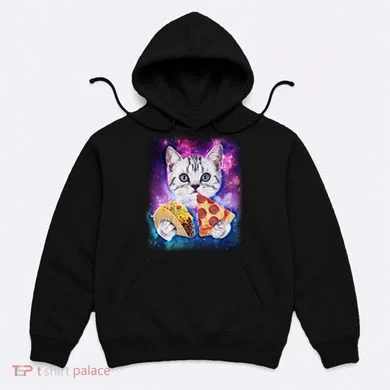 Space Cat Pizza And Tacos Hoodie