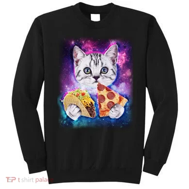 Space Cat Pizza And Tacos Sweatshirt