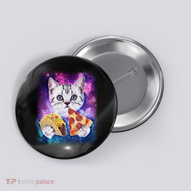 Space Cat Pizza And Tacos Button