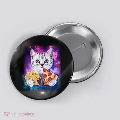 Space Cat Pizza And Tacos Button