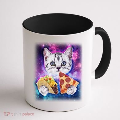 Space Cat Pizza And Tacos Coffee Mug back