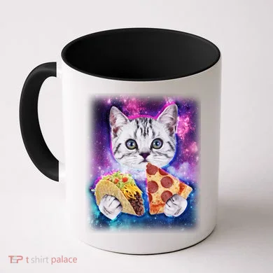 Space Cat Pizza And Tacos Coffee Mug