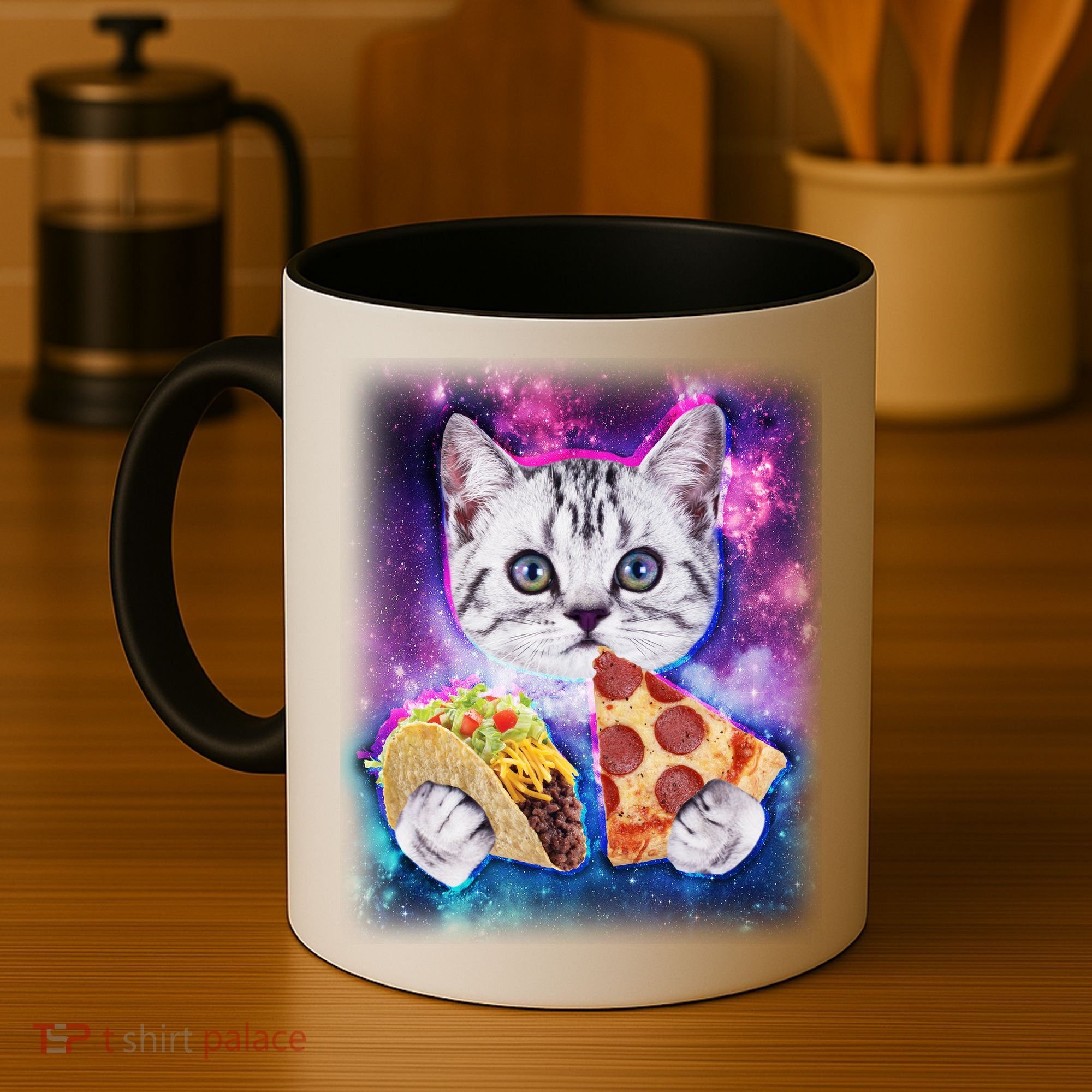 Space Cat Pizza And Tacos Coffee Mug