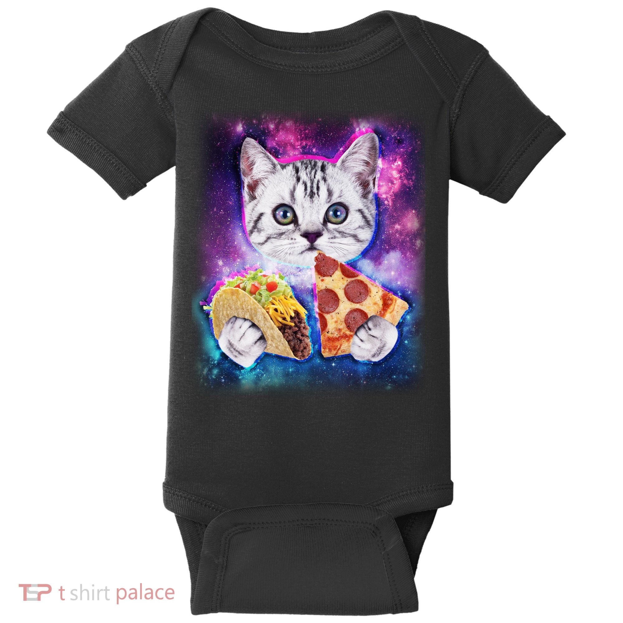 Space Cat Pizza And Tacos Baby Bodysuit