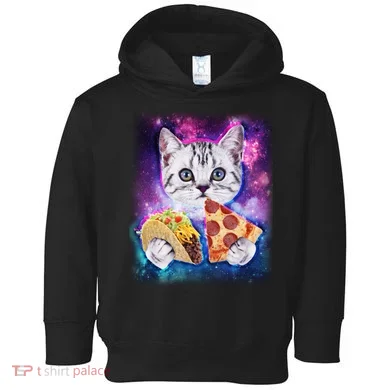 Space Cat Pizza And Tacos Toddler Hoodie