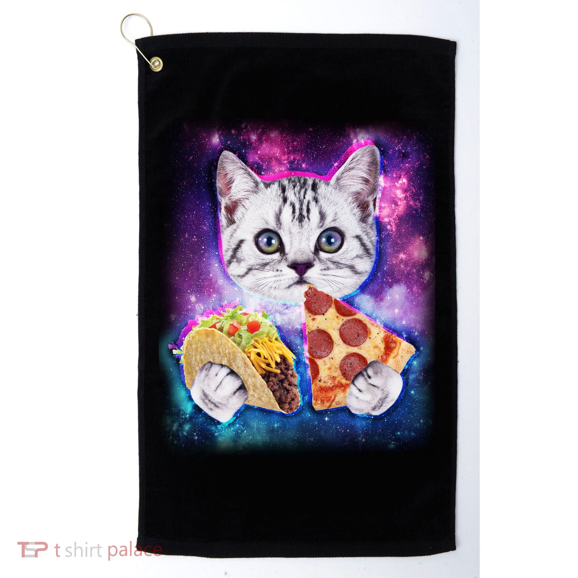 Space Cat Pizza And Tacos Golf Towel