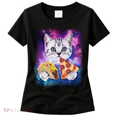 Space Cat Pizza And Tacos Women's T-Shirt