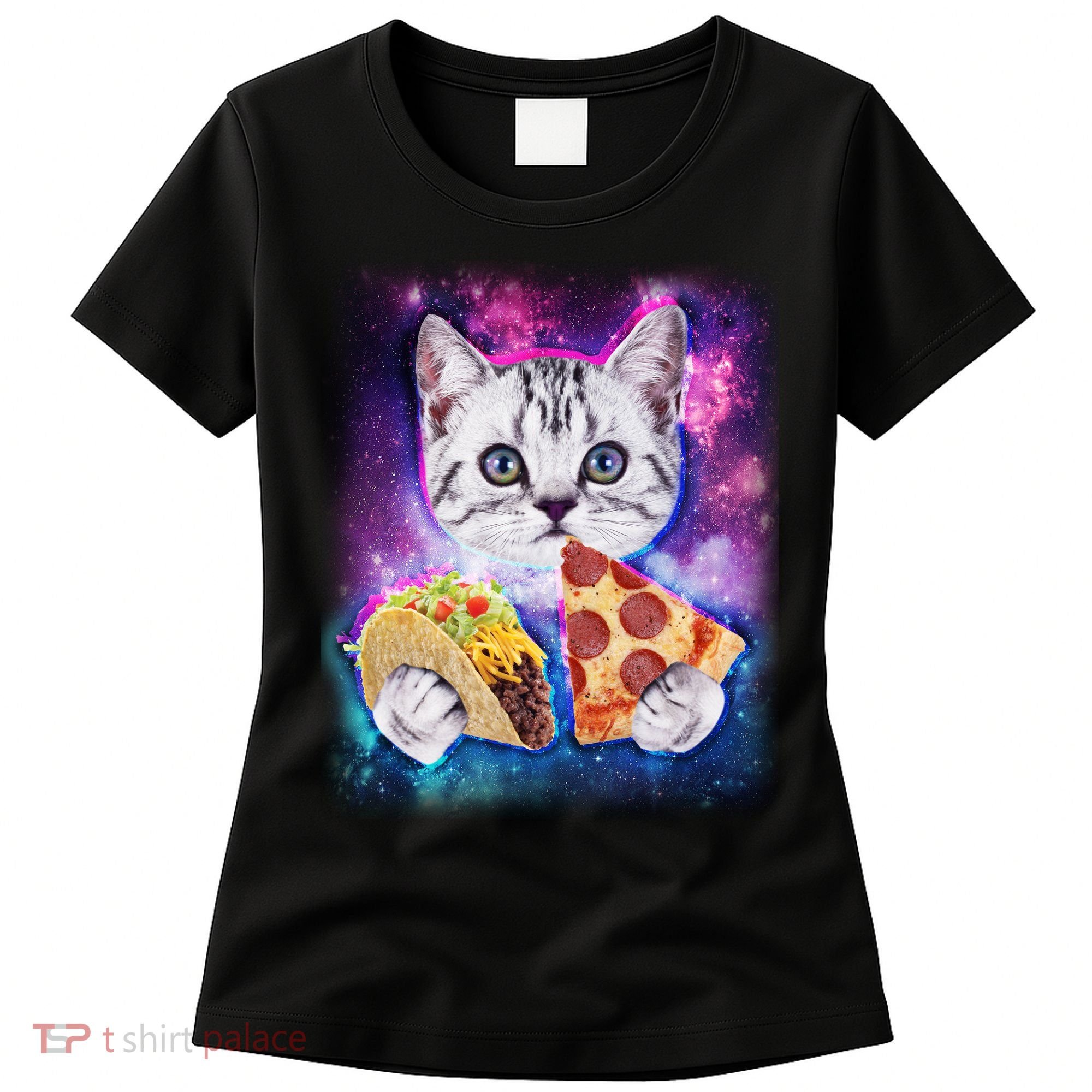 Space Cat Pizza And Tacos Women's T-Shirt
