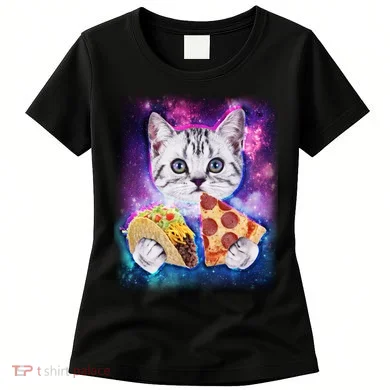 Space Cat Pizza And Tacos Women's T-Shirt