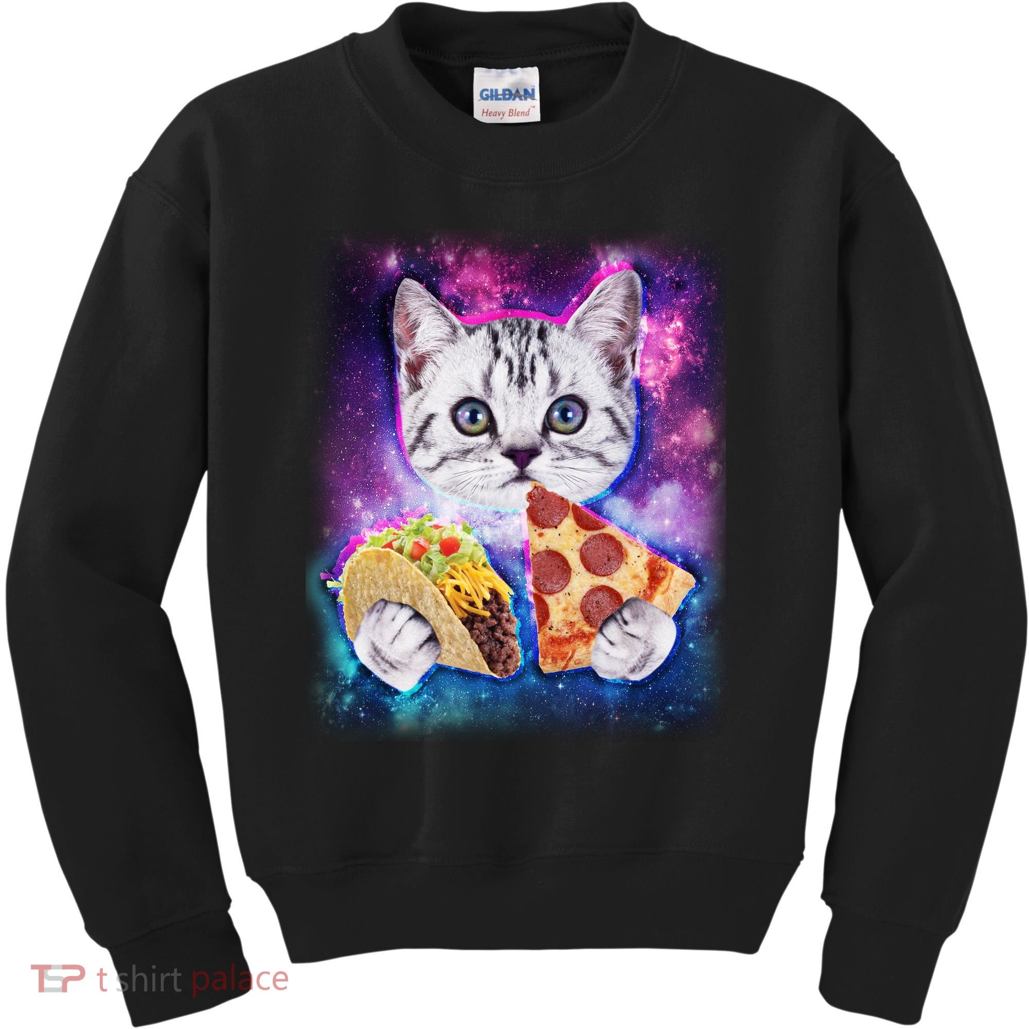 Space Cat Pizza And Tacos Kids Sweatshirt
