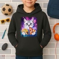 Space Cat Pizza And Tacos Kids Hoodie thumb 2
