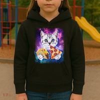 Space Cat Pizza And Tacos Kids Hoodie thumb 3