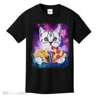 Space Cat Pizza And Tacos Kids T-Shirt thumb 0