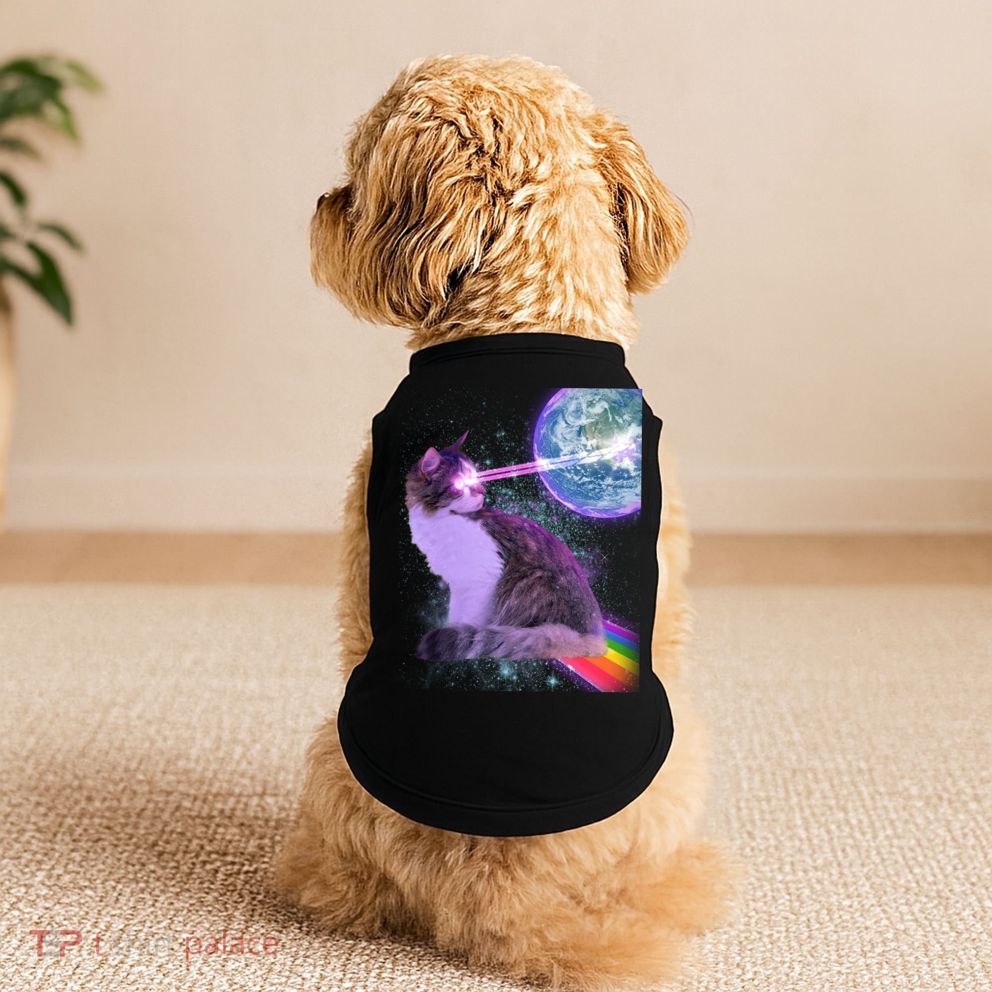 Space Cat Shooting Lazer Into Moon Doggie Tank