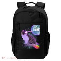 Space Cat Shooting Lazer Into Moon Backpack thumb 0