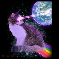 Space Cat Shooting Lazer Into Moon Coffee Mug thumb 5