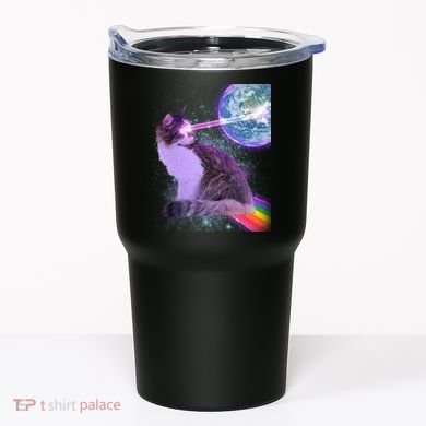 Space Cat Shooting Lazer Into Moon Tumbler