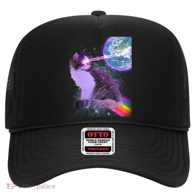 Space Cat Shooting Lazer Into Moon Hat
