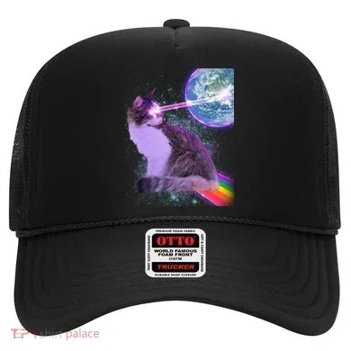 Space Cat Shooting Lazer Into Moon Hat