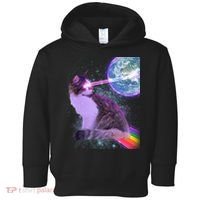 Space Cat Shooting Lazer Into Moon Toddler Hoodie thumb 0