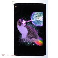 Space Cat Shooting Lazer Into Moon Golf Towel thumb 0