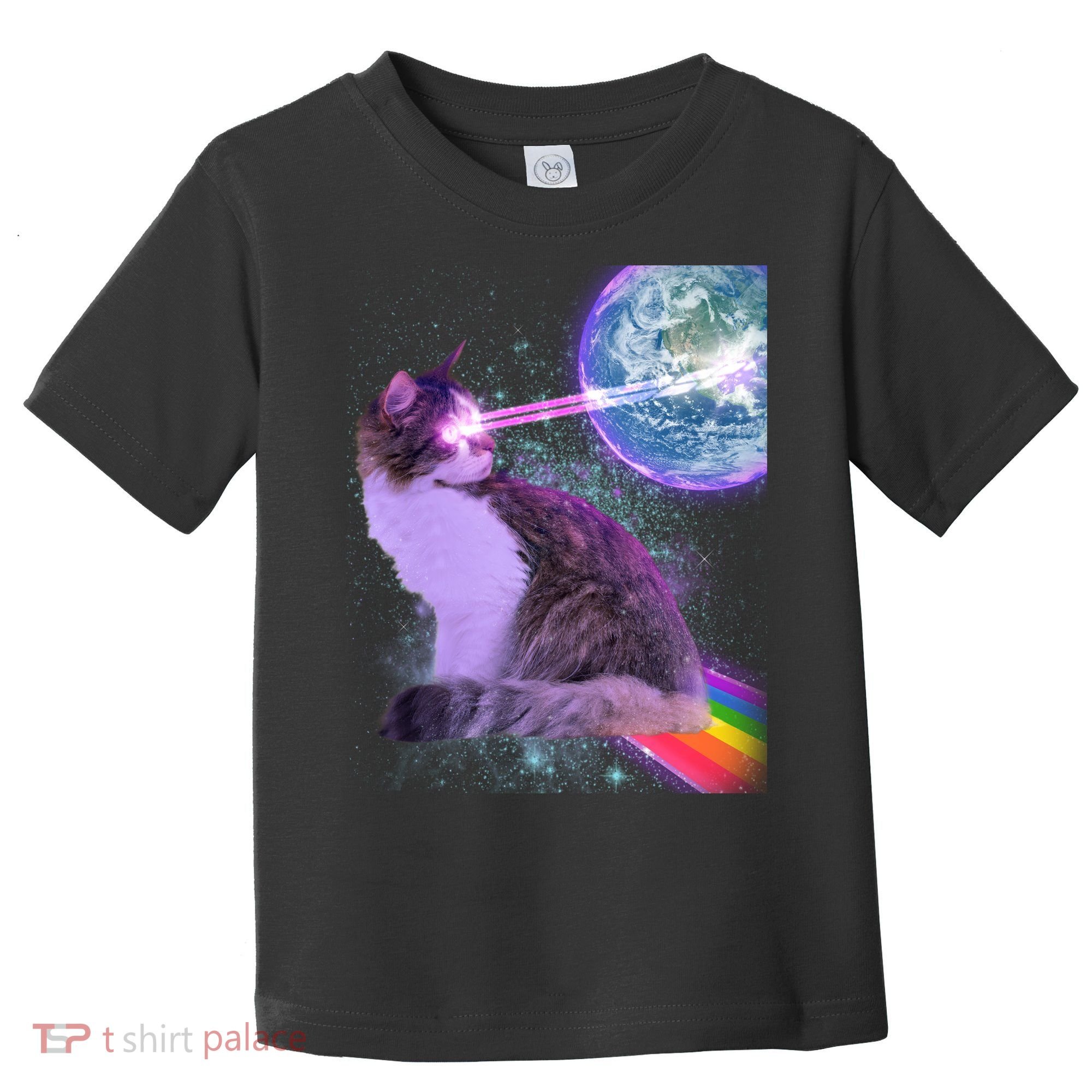 Space Cat Shooting Lazer Into Moon Toddler T-Shirt
