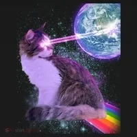 Space Cat Shooting Lazer Into Moon Women's Long Sleeve Shirt thumb 2