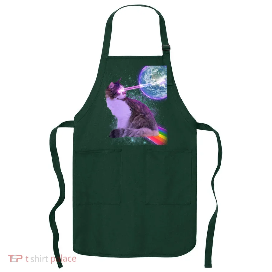 Space Cat Shooting Lazer Into Moon Apron