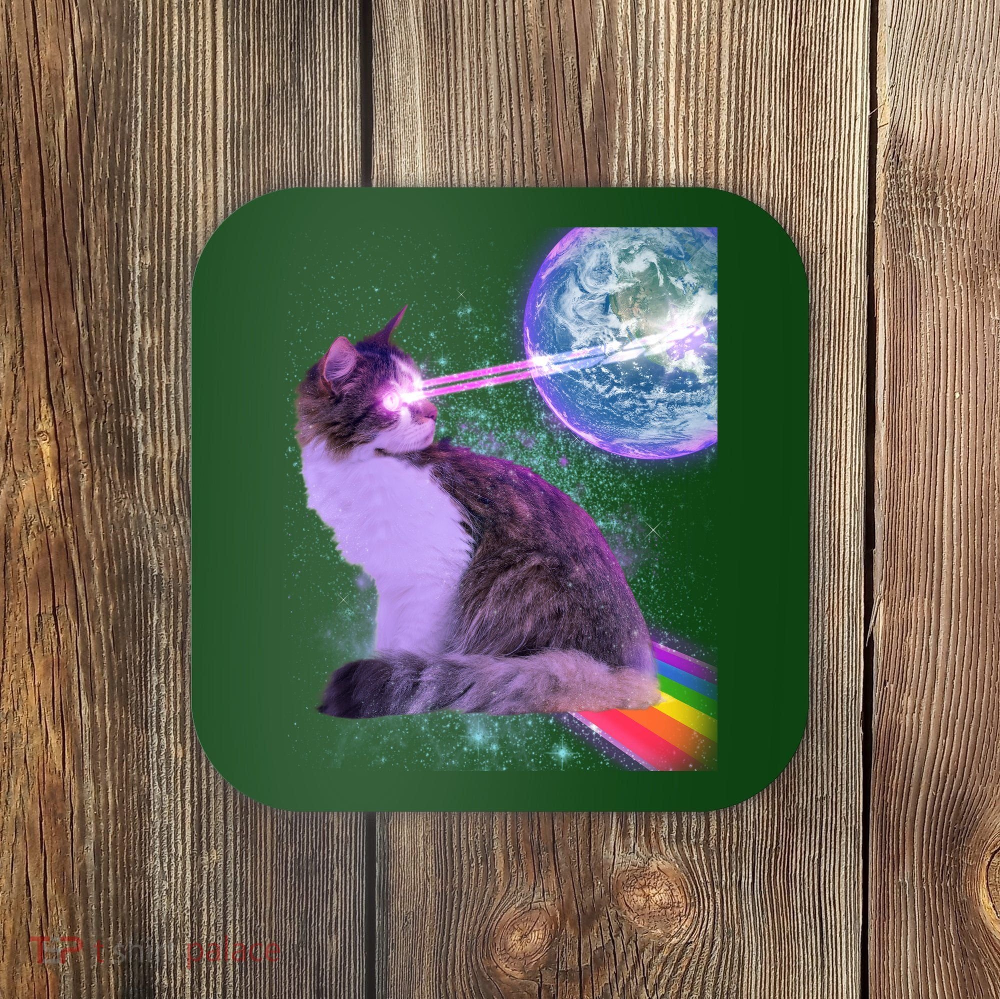 Space Cat Shooting Lazer Into Moon Coaster