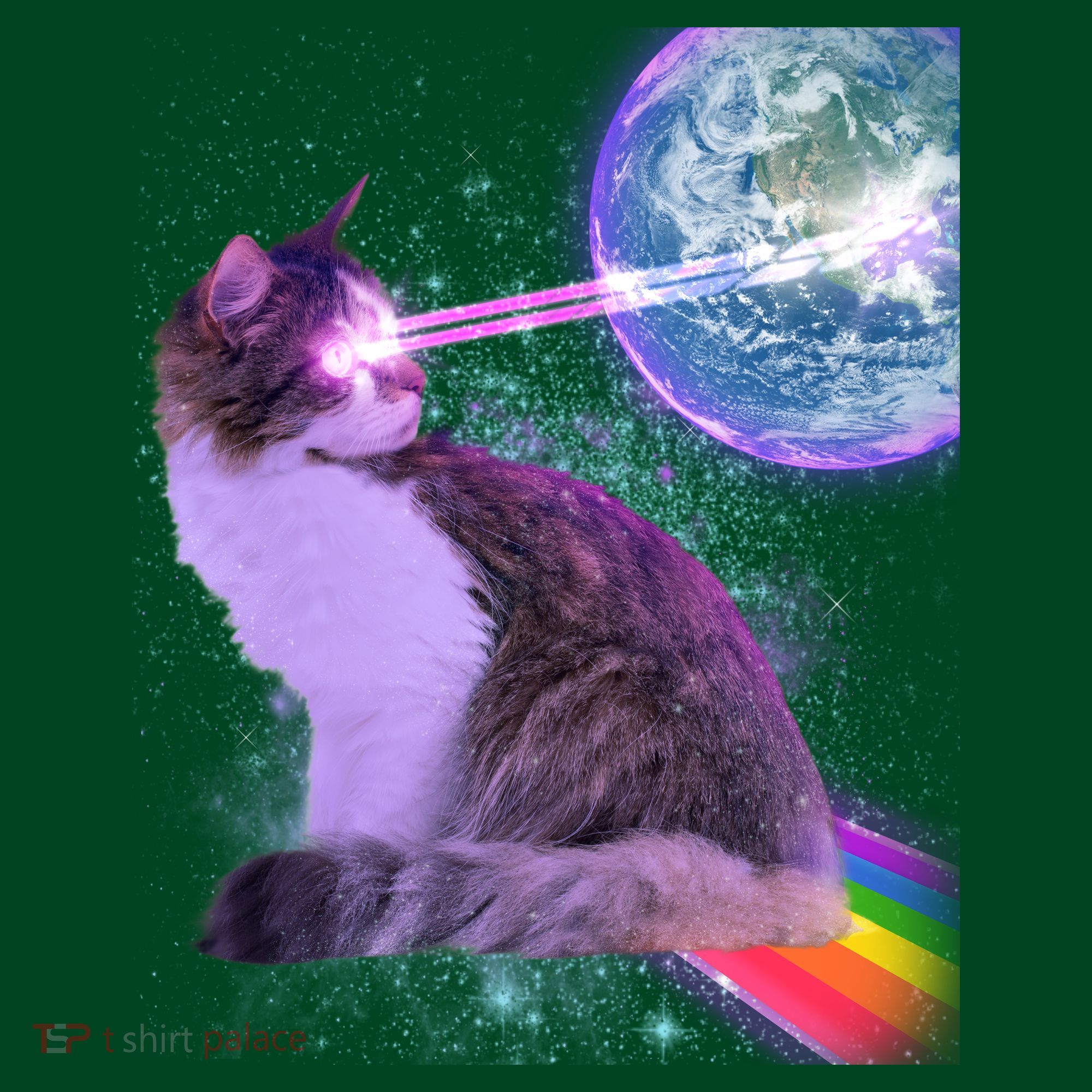 Space Cat Shooting Lazer Into Moon Kids Sweatshirt