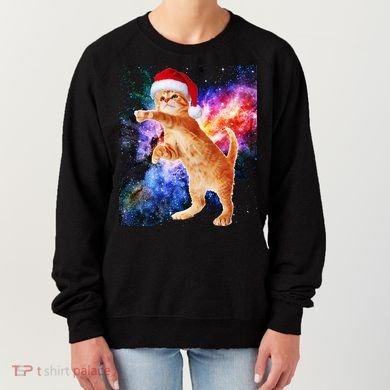 Space Christmas Cat Santa Kitty Women's Sweatshirt