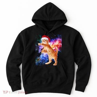 Space Christmas Cat Santa Kitty Hoodie