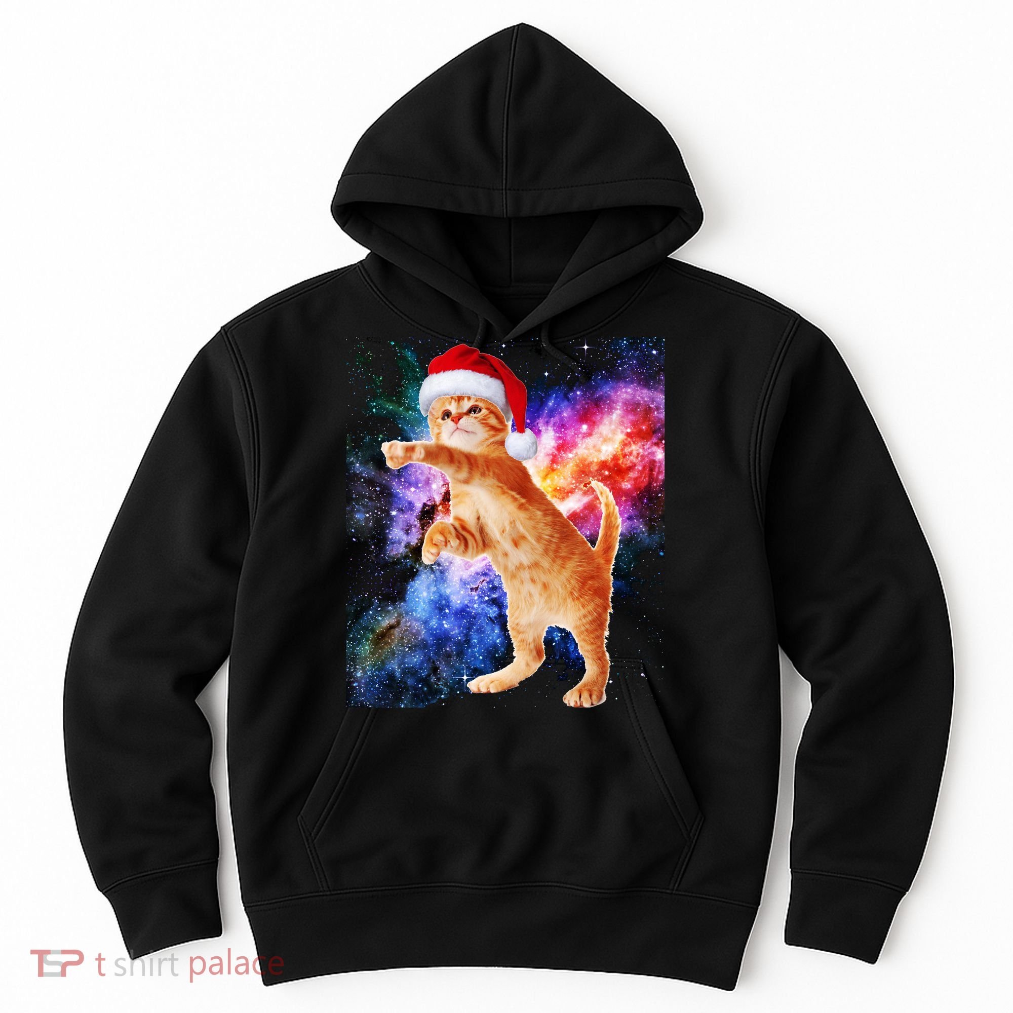 Space Christmas Cat Santa Kitty Hoodie