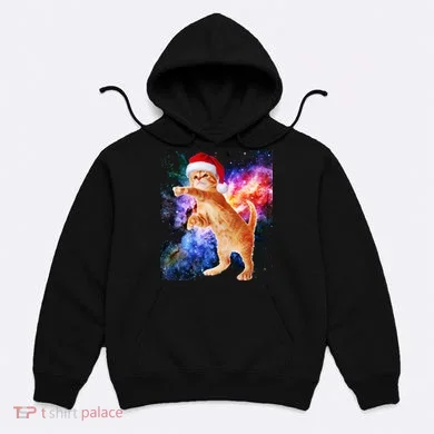 Space Christmas Cat Santa Kitty Hoodie