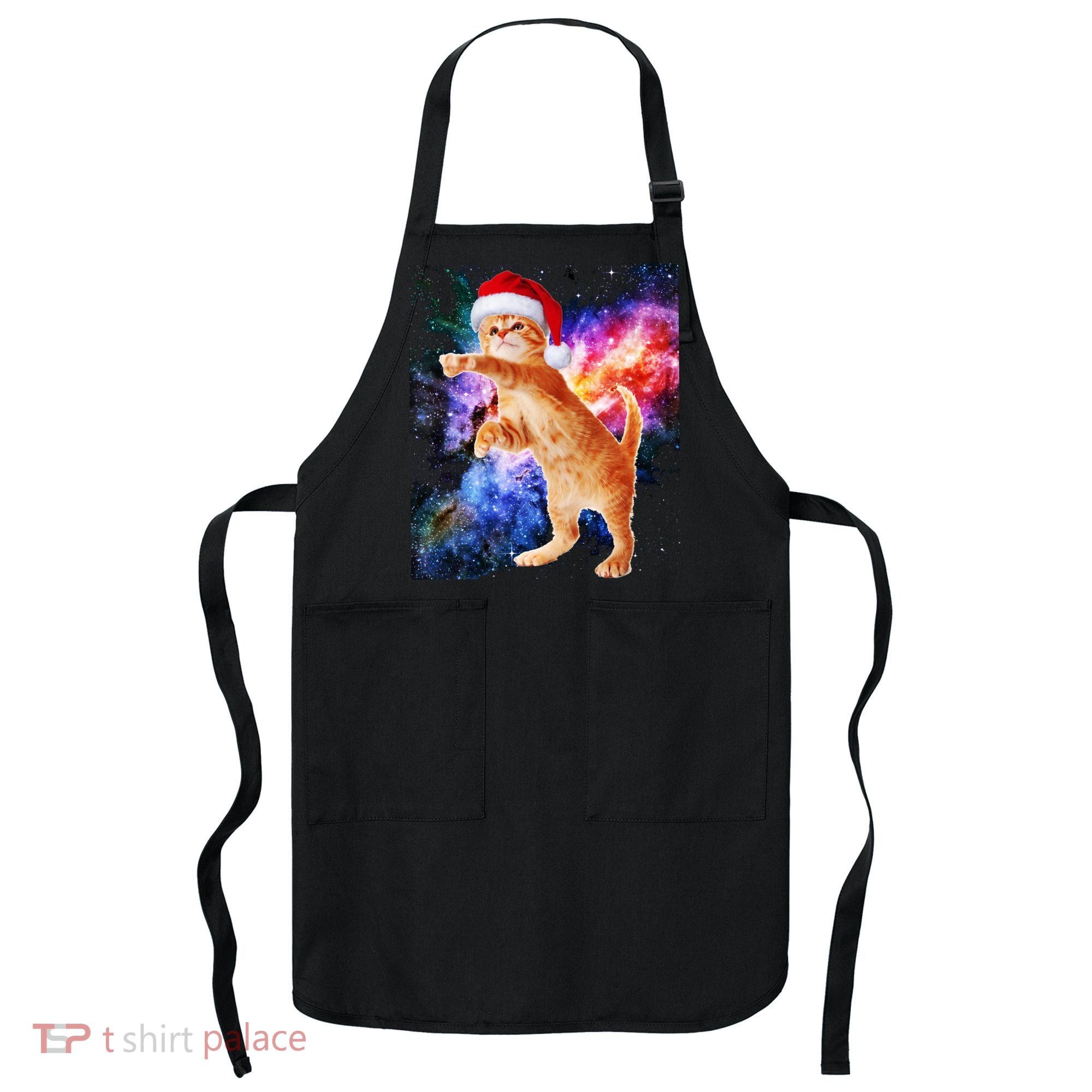 Space Christmas Cat Santa Kitty Apron